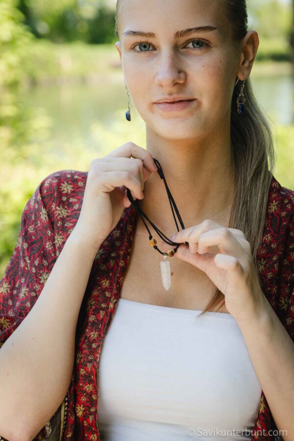 Hippie Halskette mit Bergkristall