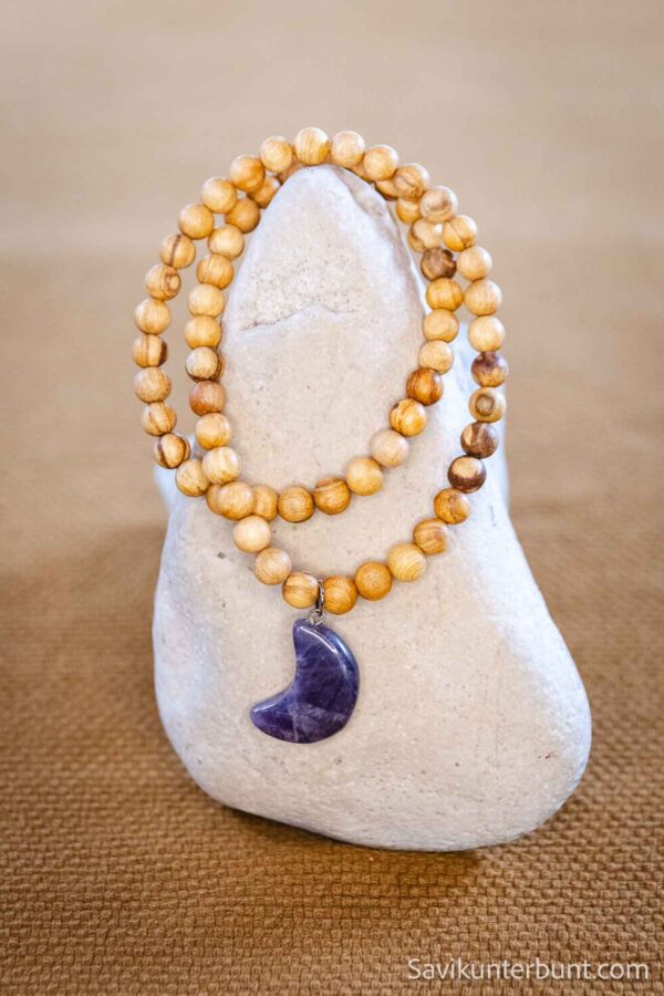 Palo Santo Halskette Hippie mit Anhänger Amethyst